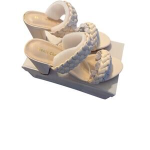 Heels Charm Off-White Braided Strappy Heels Size 8 Style F66 – Chic & Elegant